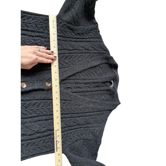 Anthropologie Classic Pointelle Cardigan size Small S Black Cable Knit Button Fr - Picture 8 of 11